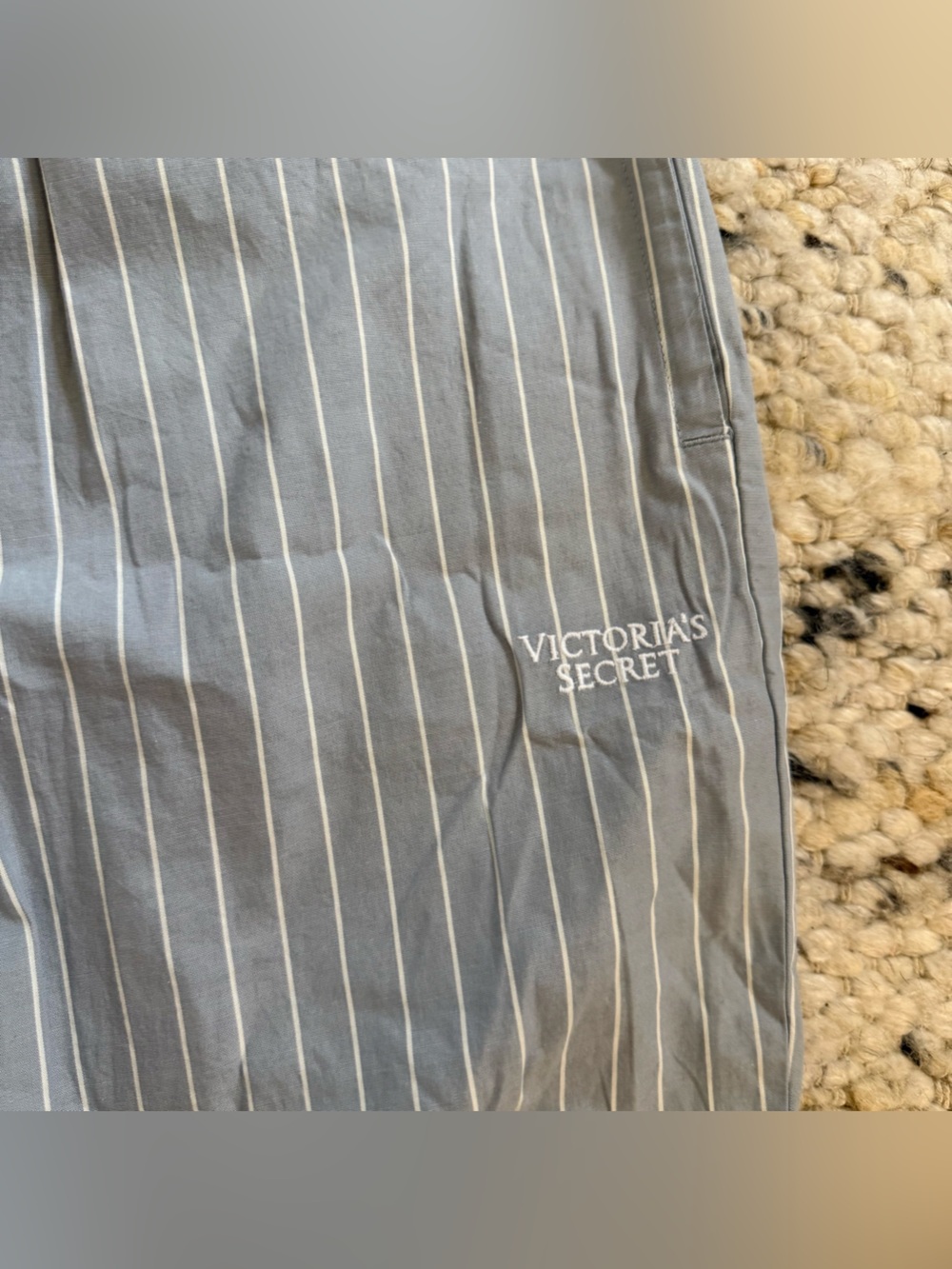 Victorias Secret Heritage Cotton blue striped pants size Large - Picture 3 of 3